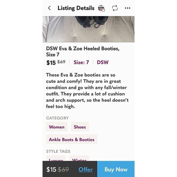 DSW Eva & Zoe Black Bootie Laced Heeled Size 11 - Picture 14 of 15